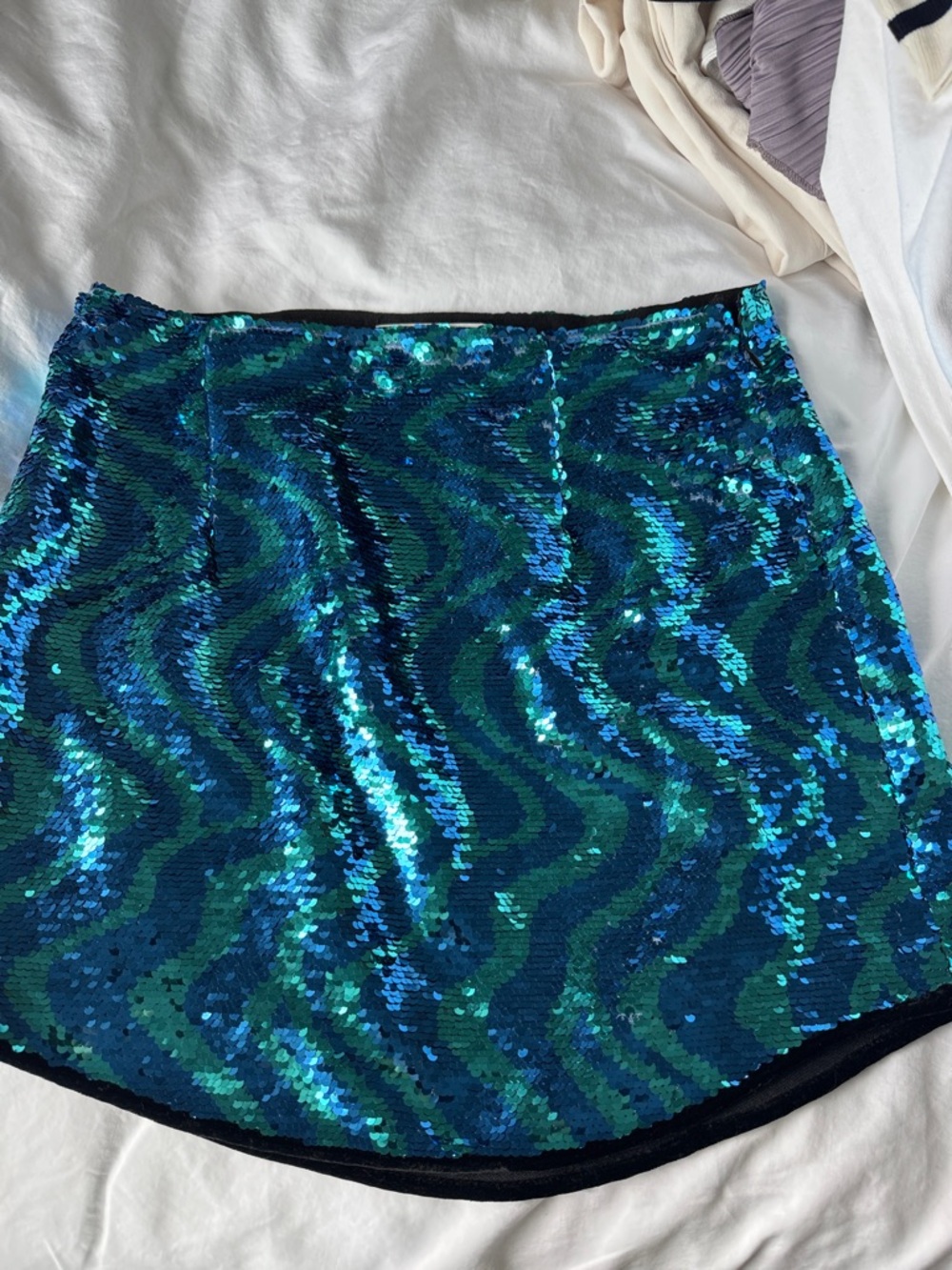 Zara Teal and Navy Sequin Mini Skirt